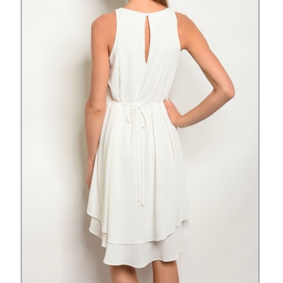 Ivory lace overlay hi-low dress - Picture 2 of 6